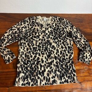 Halogen‎ Womens Leopard Print Button Front Cardigan Tan Black XS HA349487MI
